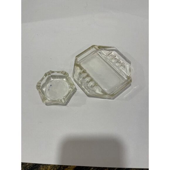 Vintage Clear Glass Ashtray Set of‎ 2 - Picture 1 of 16